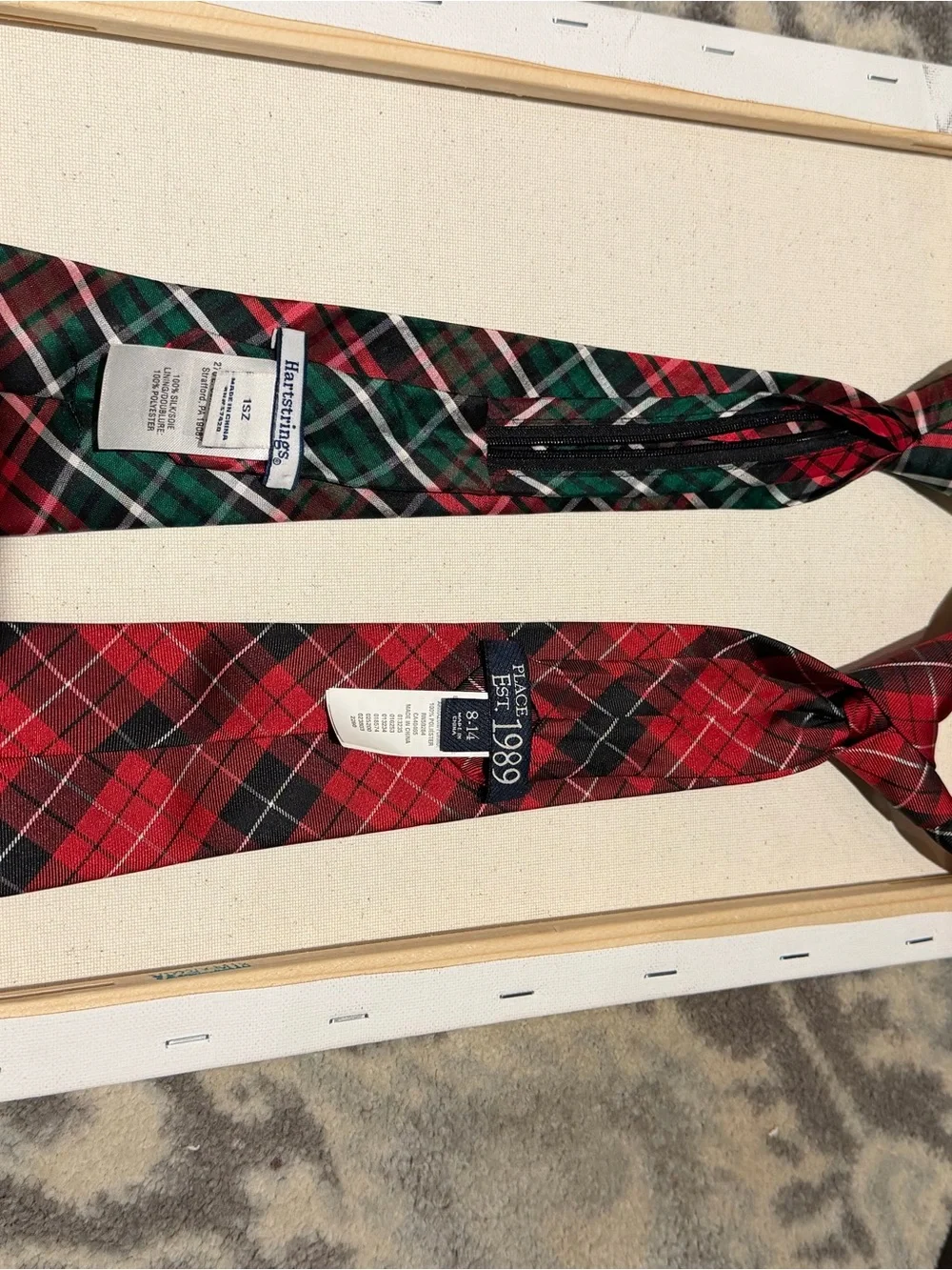 Hartstrings Plaid Men's Ties in Red & Green